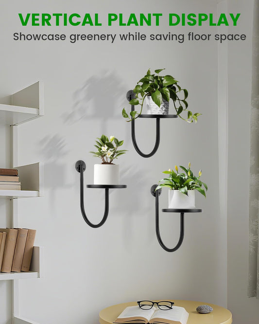 SLLPL Wall Planters for Indoor Plants, Mounted Holder Shelf, Metal Plant Wall Hanger, Decorative Plant Shelf for Indoor Wall Decor (3 Pack)