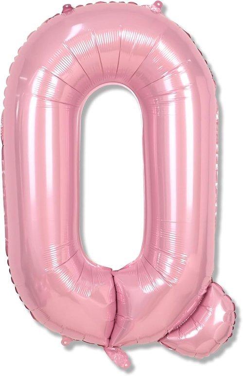 **Q Letter Balloon by [Brand Name] - 40 Inch Pastel Pink Foil Alphabet Balloon for Birthday Parties**