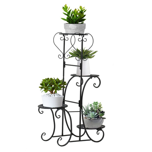 GXFCHYL Metal Plant Stand Indoor & Outdoor Wrought Iron Plant Stands Flower Pot Holder Shelf for Multi Plants, Flower Holder Racks for Patio Garden, Living Room, Corner Balcony (4 Tier)