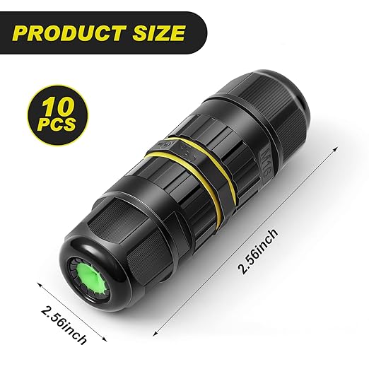 10 Pcs M16-3pin Ip68 Outdoor Waterproof Junction Box Electrical Cable Connector, Easy to Install, M16 for 3.5-10mm Wire Range(ac 400v, 17.5a), 2 Way