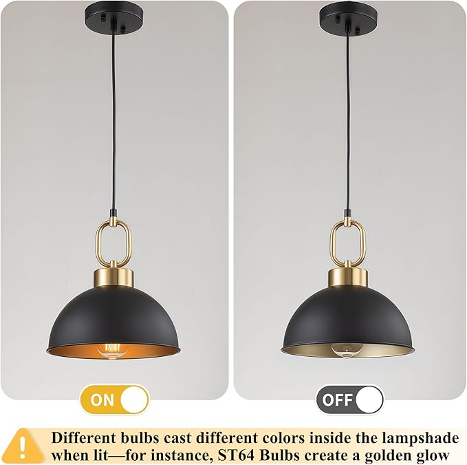 Farmhouse Pendant Lights Kitchen Island,10.2 Inch Single Dome Pendant Lighting, Adjustable Height Modern Island Lights for Kitchen, Industrial Ceiling Hanging Light for Dining Living Room Over Sink