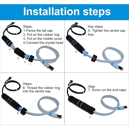 10 PCS IP68 Waterproof RJ45 Coupler, Shielded Pure Copper Ethernet Coupler, IP68 Waterproof Outdoor LAN Cable Connector for Cat5, Cat5e/Cat6/Cat7/Cat8 Ethernet Cable (Female)