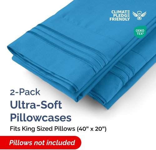 King Pillow Cases by [Brand Name] - Ultra Soft Hotel Quality Covers - Wrinkle Free & Fade Resistant - Denim Blue, 2 Piece Set