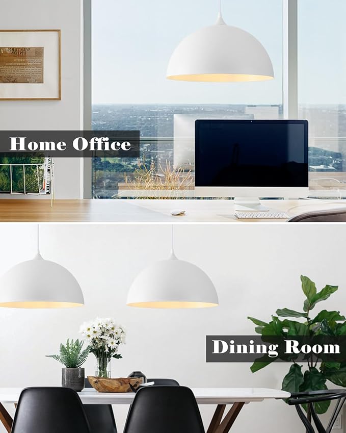 White Dome Pendant Lights Kitchen Island, 16 Inch Large White Dome Pendant Light, Modern Farmhouse Pendant Light for Kitchen Island, Dining Room, Cafe, Bar, 1 Pack