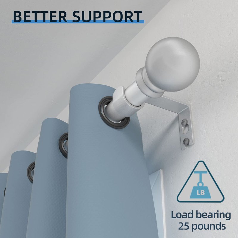 Silver Curtain Rods for Windows 28 to 48 Inch,5/8 Inch Diameter Drapery Rods with Brackets Heavy Duty Curtain Rods for Bedroom