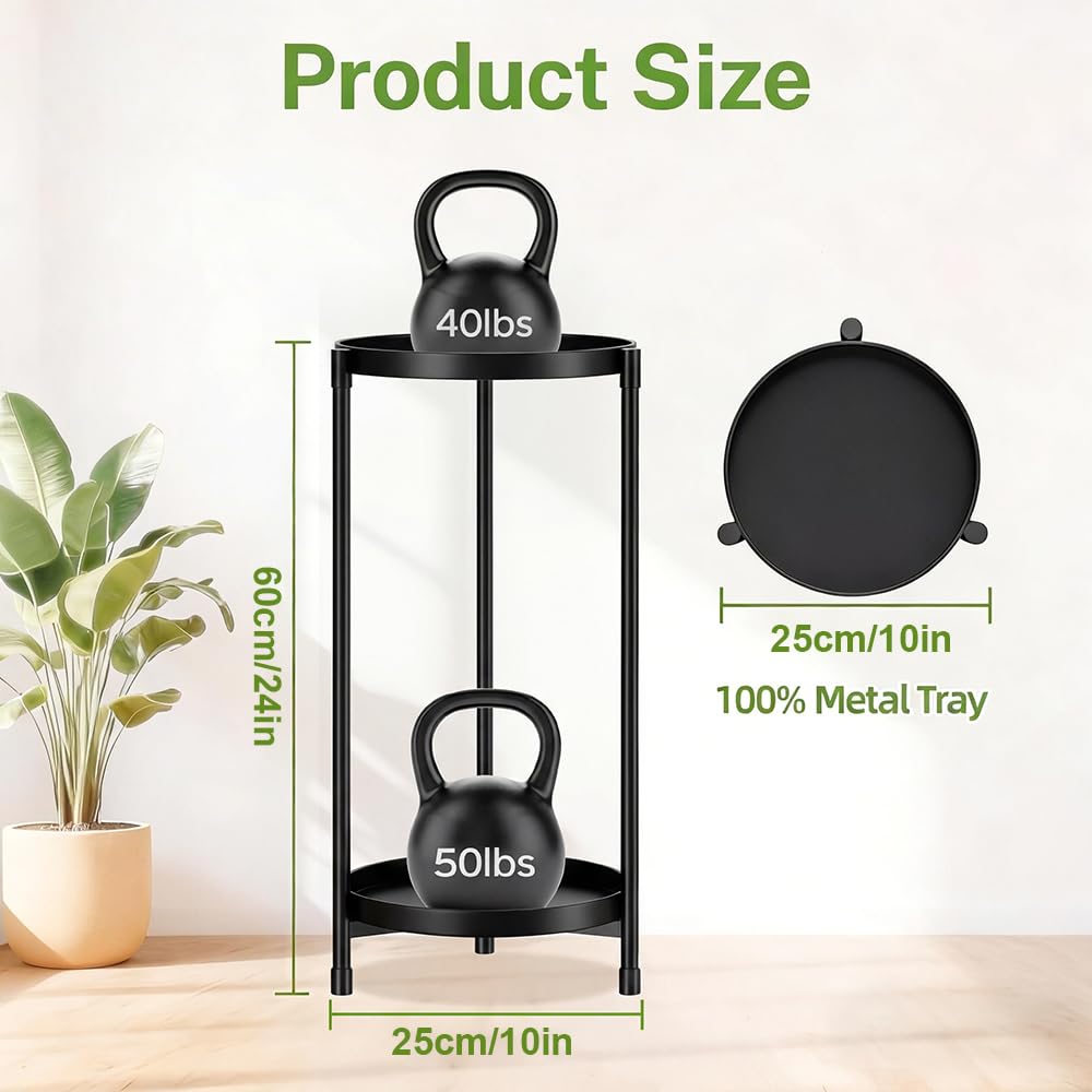 Atpddpey Plant Stand indoor outdoor - 2 Tier black Tall Metal Flower Pot Holder Potted Display Rack - Heavy Duty Corner Plant Shelf for Patio Garden Balcony Living Room Bedroom