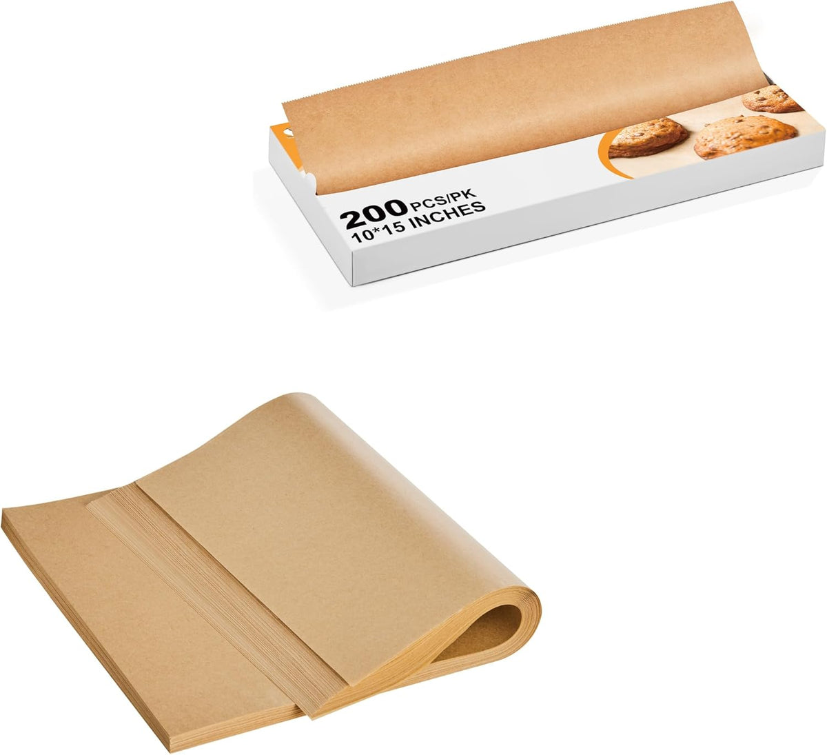 SMARTAKE Parchment Paper Sheets - 200 Pcs Bundle for Baking & Grilling | 12x16 Inches, Unbleached