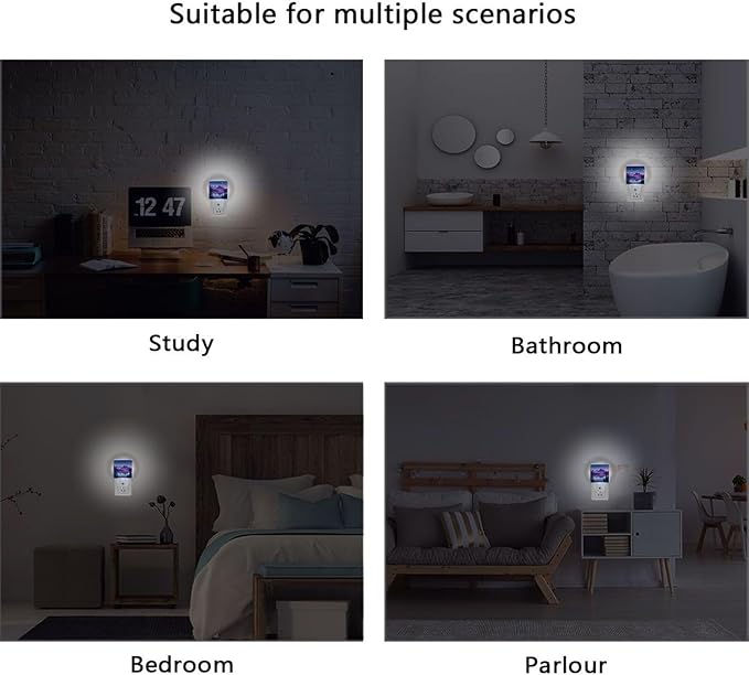Purple Mountains Waters Night Light 2 Pack Dusk to Dawn Sensor Led Lamp for Women Men Night Lights Plug into Wall Decor for Bedroom Kitchen Corridor, 0.5W