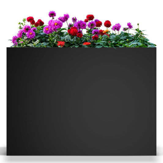 Nessxa Tall Metal Planter Box for Outdoor Plants 38" L x 13" W x 30", Heavy Duty Steel Large Rectangular Planter Box with Removable Insert Shelf, Modern Décor for Tall Plants, Trees, Flowers (Black)