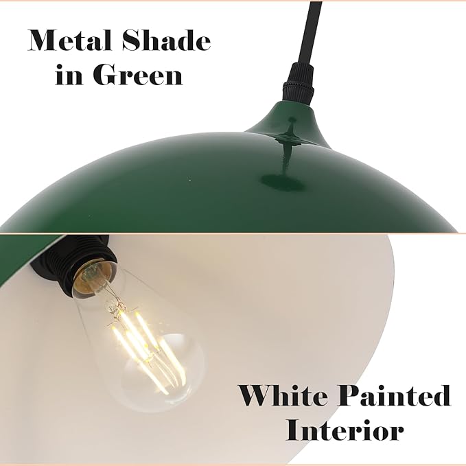 Green Pendant Lights, Dome Island Lights for Kitchen, Modern Pendant Lighting Over Kitchen Island, Pendant Light Fixtures for Dining Room, Living Room, Bar, Foyer, Sink