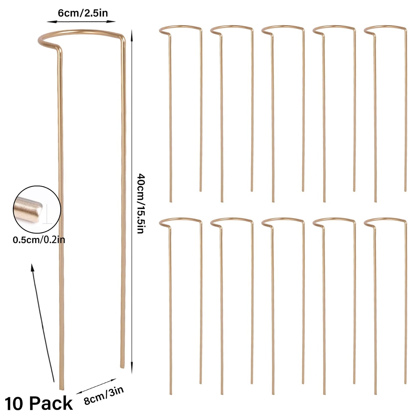 GOOOXIM 10-Pack Large Indoor Plant Stakes - 15.5-Inch Heavy Duty Metal Supports for Monstera and Outdoor Plants | Ideal for Supporting Tall Plants & Enhancing Garden Displays |