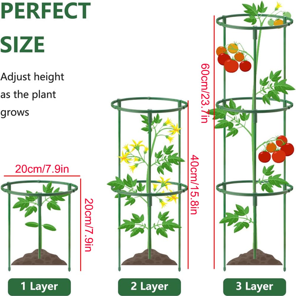 Elfzone Tomato Cage - Tomato Plant Support,Tomato Trellis Plant Stakes Support, Pots and Garden Climbing Vegetables Plants Flowers,Plant Stakes for Indoor Plants，3pcs