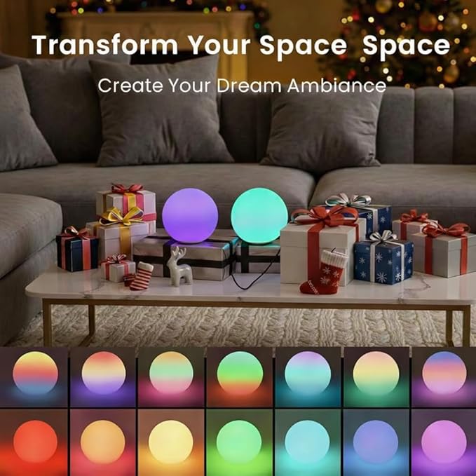 1 Pack 3-inch Smart Sphere Night Light, Rechargeable LED Ball Lights, 16 RGB Color Change Mood Lighting, Waterpro Battery Ideal for Pool Bedroom Kids Room Party and Holiday Ambient Lighting