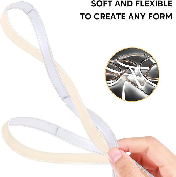 Ip67 Waterproof LED Light Strip 5M 6000K Cold White LED Rope Lights Cuttable COB LED Strip for Kitchen and Bathroom (Cold White, 16.4ft)