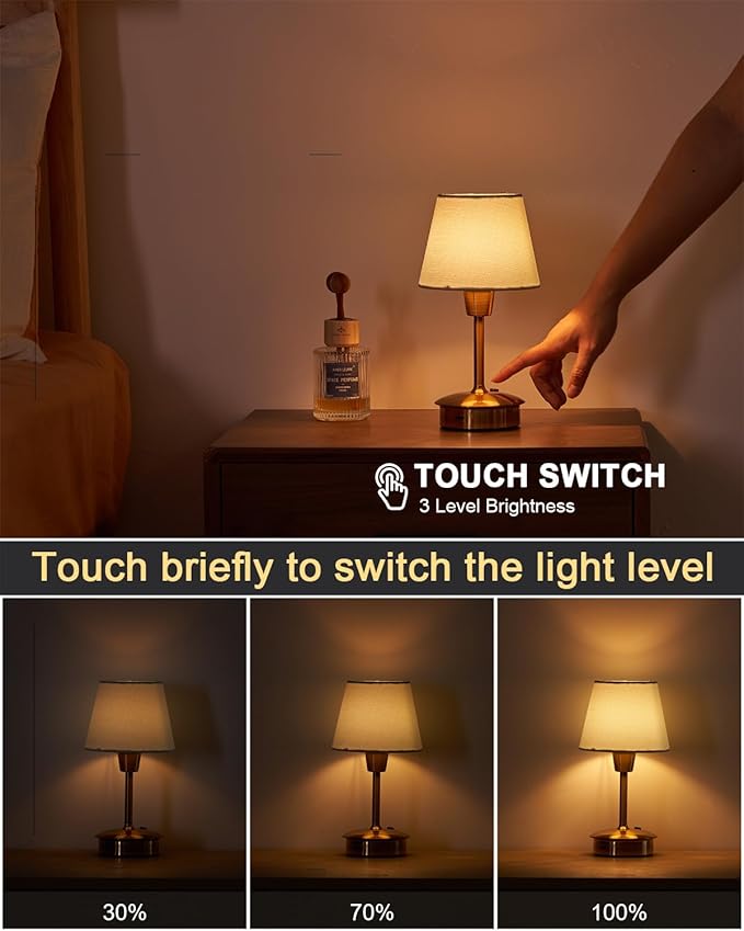 UMEXUS Small Cordless Table Lamp, 5200mAh Battery Operated Touch Lamps for Restaurant Dinner Table, Rechargeable Dimmable Portable Night Light for Bedside Dining Room Patio Kitchen Outdoor Décor