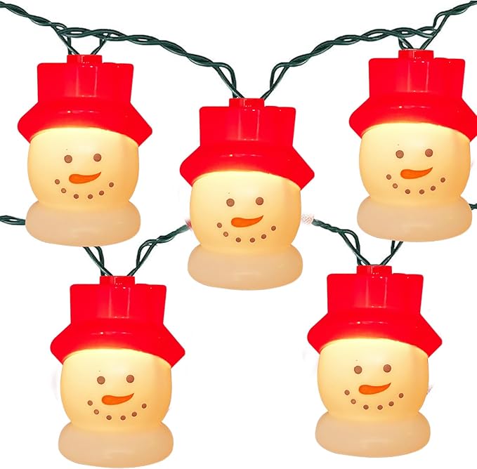 Christmas Snowman String Lights , 8.5Ft Christmas Decorations String Lights Indoor with 10 Cute Snowman Head Lights, Hanging Snowman Fairy Lights UL Listed for Outdoor Christmas Holiday Party Decor