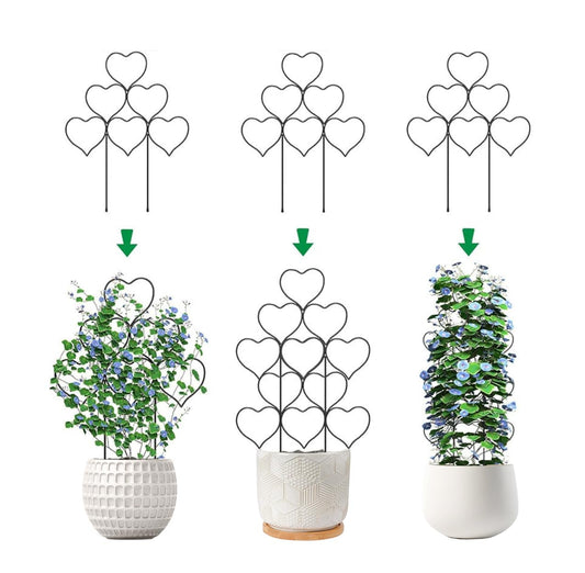 Garden Plant Trellis for Indoor Plants, Stackable Heavy Duty Metal Trellis Supports for Climbing Plants or Houseplants, 3 Pack, Black, 12"(W) x 14"(H)