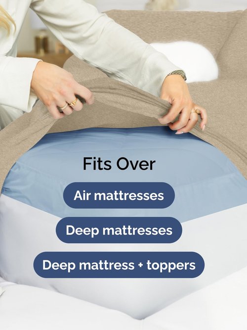 Extra Deep King Sheet Set - 6 Piece Breathable and Cooling Sheets - Hotel Luxury Bedding for Women, Men, Kids & Teens - Easy Secure Fit - Soft and Wrinkle Free - Extra Deep Pockets - Heathered Beige