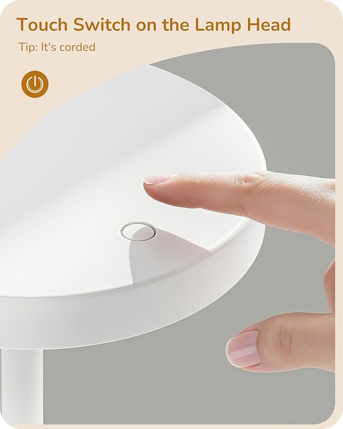 EDISHINE LED Table Lamp with 2 Adjustable Height, 5%-100% Dimmable & 3 Color Temperature, Touch Control, Modern Desk Lamp for Home Office, Living Room, White