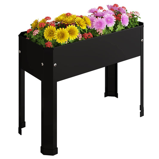 PROXRACER Raised Garden Bed with Detachable Legs Elevated Metal Planter Box for Growing Fresh Herbs Vegetables Flowers Succulents&Other Plants for Outdoor Backyard Patio Deck Balcony Black S