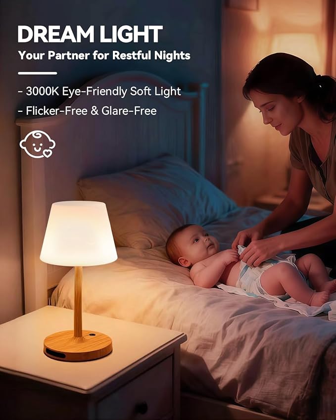 Outdoor Waterproof Shower Lamp, 5200mAh Cordless Rechargeable Table Lamp with Touch Dimming, IP65 Wireless LED Night Light for Patio, Camping, Bathroom, Restaurant & Kitchen