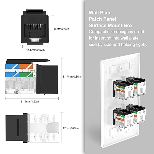VCELINK CAT6 Shielded Waterproof Ethernet Coupler IP68 – Supports PoE and Outdoor use, 90 Degree Punch Down Keystone Jack Adapter Slim Profile Black-UL Listed, 5 Pack