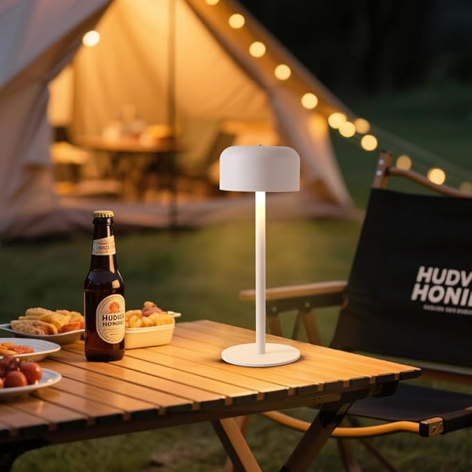 Modern Cordless Table Lamp, Portable LED Desk Lamps, 6000mAh Rechargeable Battery Operated Lighting for Bedroom Dining Room Restaurant Coffee Shop Camping Night Light (White)