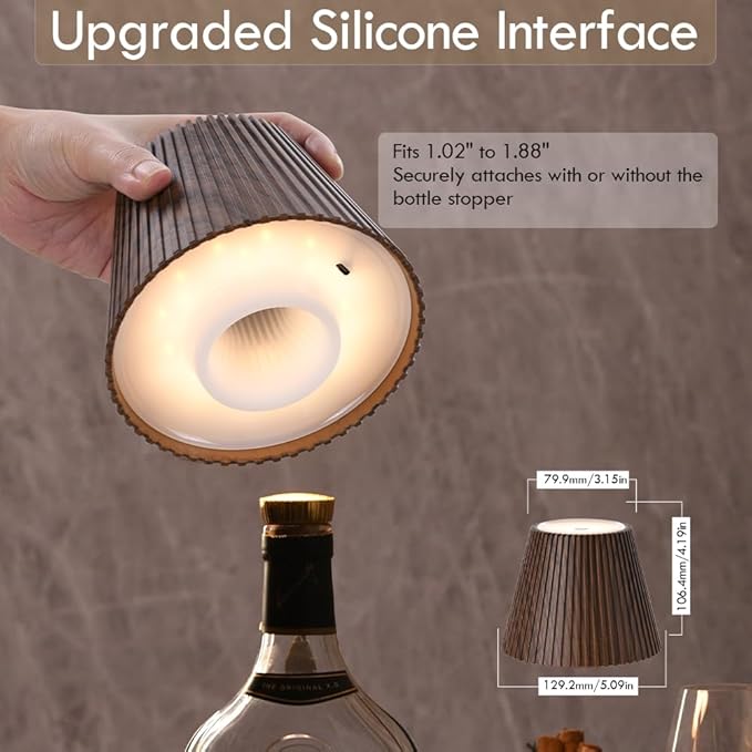WILIT Wireless Bottle Lamp Shades, 3-Level Brightness Wine Bottle Lights for Liquor Bottles,Cordless Battery Operated Lamp for Living Room, Home Bar Decor, Gifts for Mom Women Men