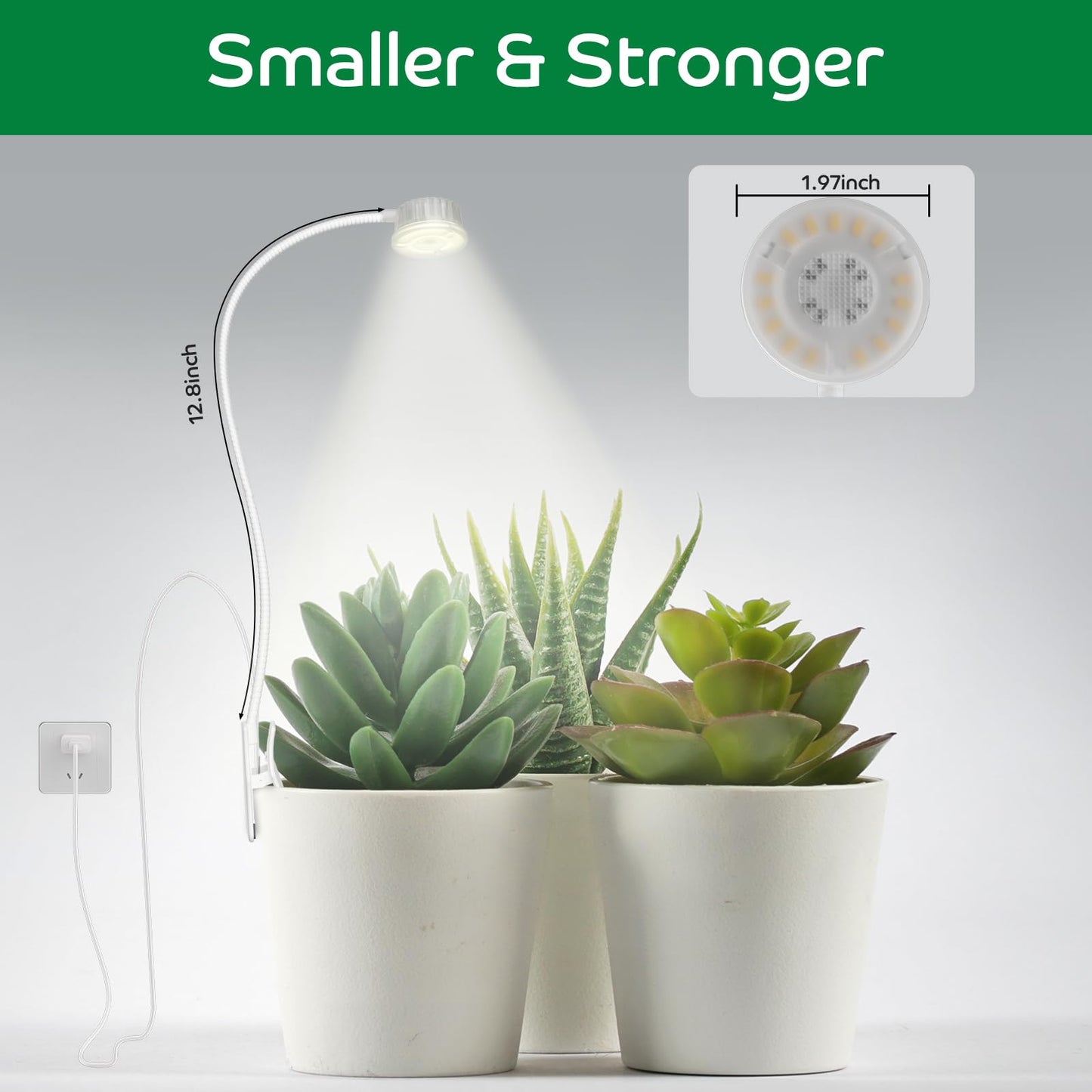 YKoliron Grow Lights for Indoor Plants, Clip on Full Spectrum Plant Light, Plant Grow Lights Indoor with Adjustable Gooseneck and 10-Level Dimming, 3/9/12H Timer for Office Home (2 Packs)