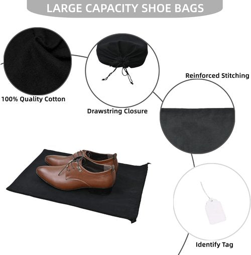 GONGKANGYUAN Shoe Bags - 2 Pack Flannel Travel Pouches with Drawstring for Men & Women