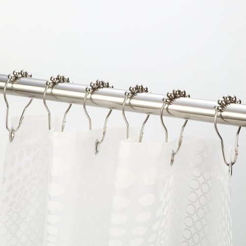 Amazer 2 Pack Shower Curtain Hooks Rings, Stainless Steel Rust-Resistant Shower Curtain Rings and Hooks-Set of 24-Polished Nickel