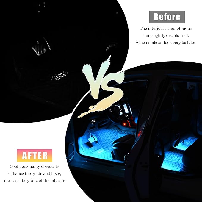 4 PCS USB LED Car Interior Atmosphere Lamp, Portable Plug-in 5V USB Car LED Interior Lighting Night Lamp, Mini USB Ambient Lighting Decor for Home Car Laptop Keyboard (Blue+Ice Blue)