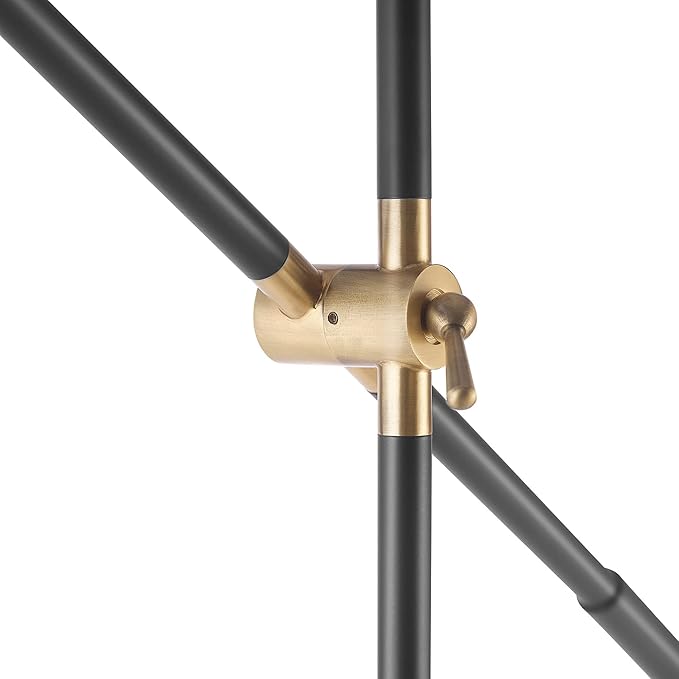 Globe Electric 65911 60" Floor Lamp, Matte Black, Brass Pivot, Metal Shade, in-Line On/Off Foot Switch, Adjustable Arm, 6-Foot Cord, Modern Standing Light for Living Room, Reading, or Office