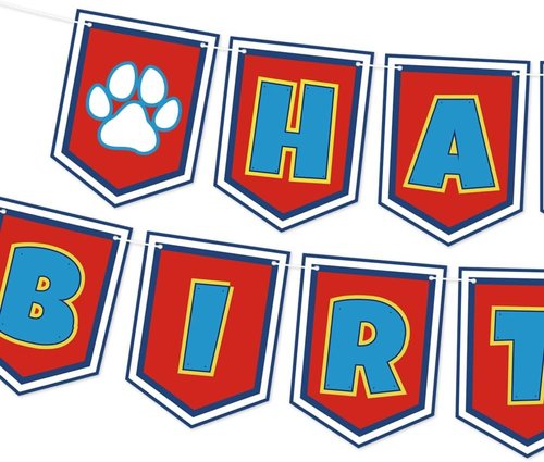 Cartoon Dog Paw Birthday Banner - Adorable Decorations for Boys' 1st, 2nd, & 3rd Birthday Parties
