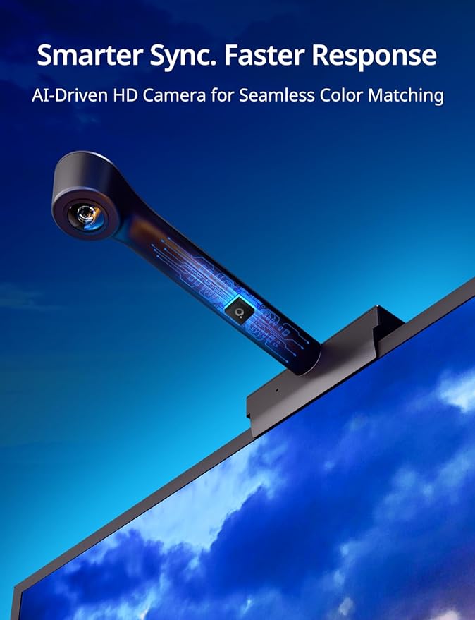 Ailofy TV LED Backlight with HD Wide-Angle Camera for 55-65 Inch TVs, Full-Screen Color Sync Lights for Gaming, Movies & Streaming, App Control, Works with Alexa & Google Assistant