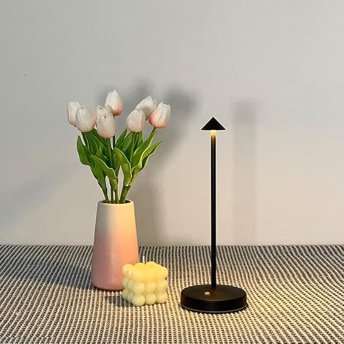 Rechargeable Cordless Table Lamp,3000mAh Battery Operated Table lamp,Portable LED Touch 2 Levels Brightness Dimmable Bar Lamp,Battery Powered Lamp for Bars,Restaurant,Living Room(2 Pack)