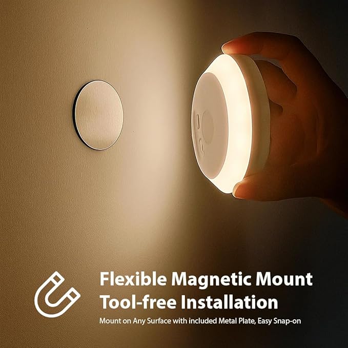 Linkable Smart Night Light with Motion Sensor, Wireless Rechargeable Battery Magnetic LED Wall Lamp 2-Pack for Indoor Connecting Bathroom, Closet, Stairs, Bedroom, Hallway