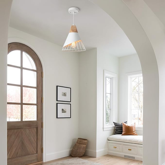 Modern Pendant Lights, 3 Packs 9.4inch Farmhouse Pendant Light, White Pendant Light, Kitchen Pendant Lighting, Pendant Lights Kitchen Island for Living Room, Bar, Bedroom, Office