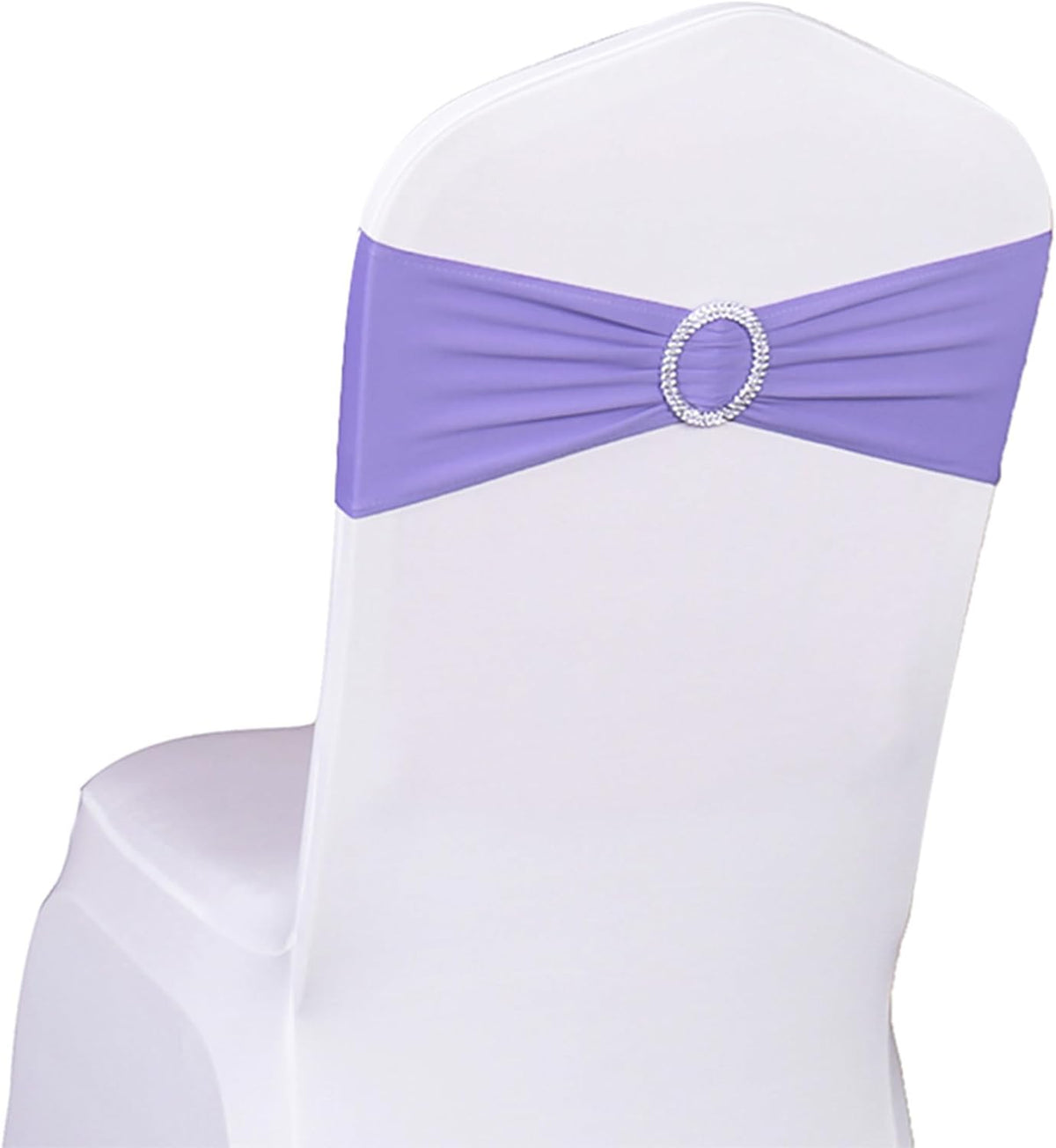 Skiennix Lavender Chair Sashes - Pack of 50 Spandex Light Purple Chair Bows for Weddings & Events