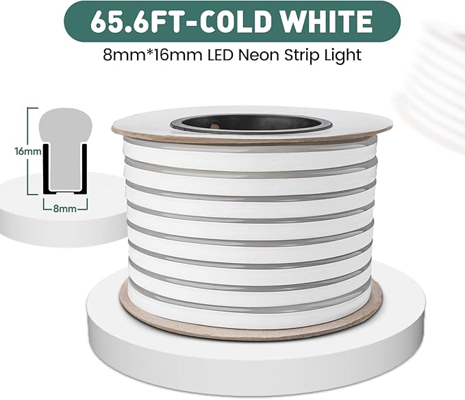 GZBtech Flexible LED Neon Rope Lights 66FT,AC 110-120V Waterproof Strip Light, 120 LEDs/M Cuttable Connectable Neon Lighting for Indoor Outdoor Home Decor/Commercial Building Use-Blue 20M, ETL Listed