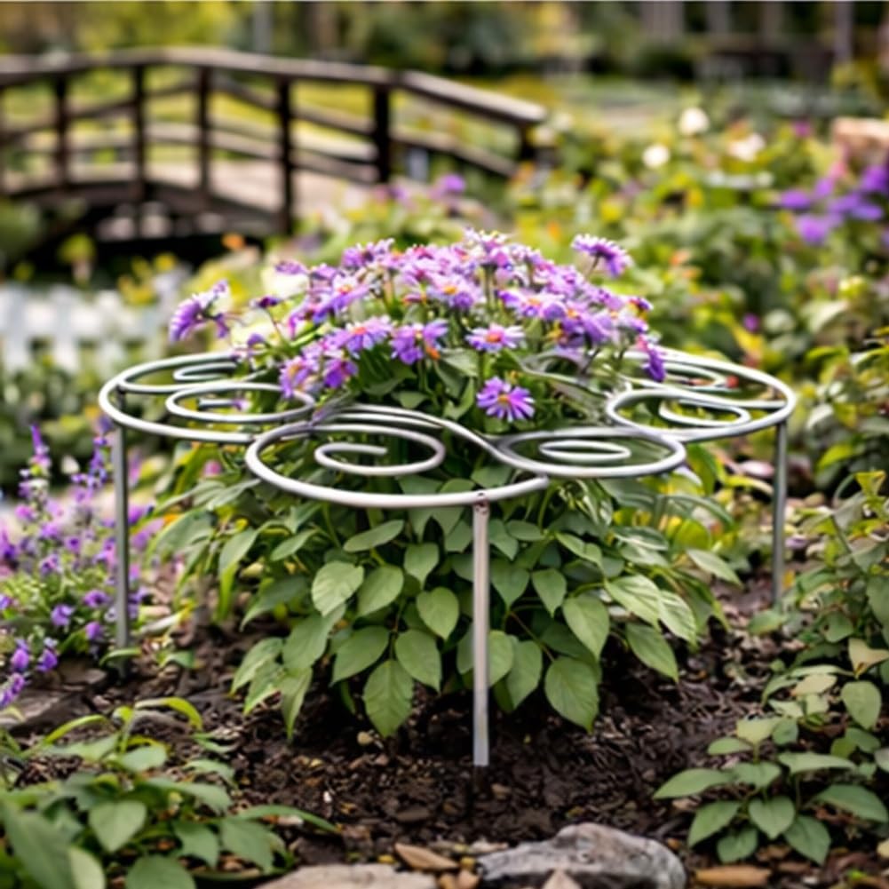 Metal Plant Support Ring for Garden, Peony Cage Stand, Indoor Pots, Flower Hoop, Decorative Grow Through Rings, Stackable Houseplant Stake, Dahlia Cage, Outdoor Orchid Clip(2PCS,Medium)