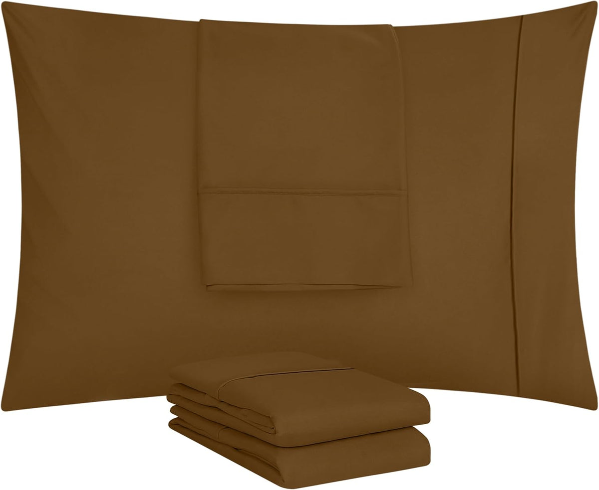 Utopia Bedding Standard Pillow Cases - Soft Brushed Microfiber - 4 Pack | 20 X 26 Inches, Mocha