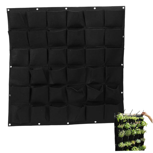 Ginwrek Wall Planter Vertical Garden Planter with 36 Pockets, Living Wall for Indoor Outdoor Use, Thick Non-Woven Fabric Planting Bag (Black, 39.4"x39.4")