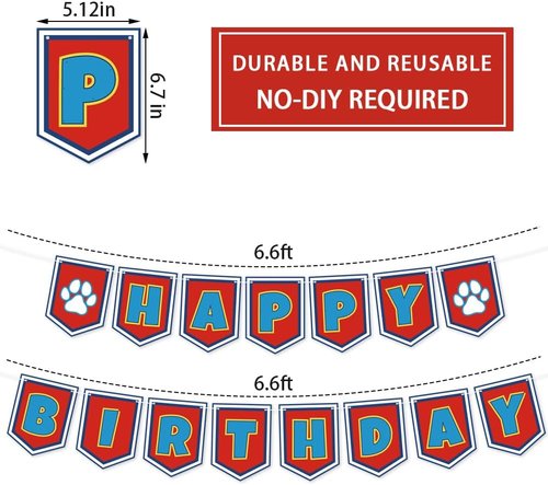 Cartoon Dog Paw Birthday Banner - Adorable Decorations for Boys' 1st, 2nd, & 3rd Birthday Parties