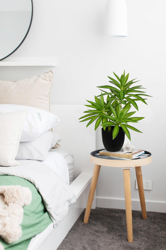 Faux Plants Dracaena Artificial Plant Realistic Green 16.1" Fake Plants in Pot Small Indoor Plants Fake Potted Plants Artificial Decor for Home Living Room Bathroom Office House Table Desk Shelf
