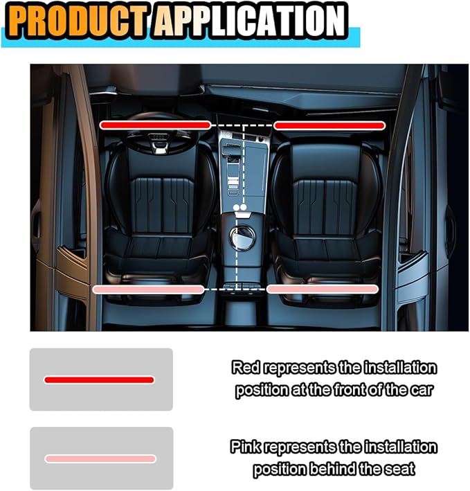 Universal Car LED Strip Light, USB Port Auto Interior Decorative Lamp, 12V Under Dash Ambient Night Light, 24 LEDs RGB Neon Interior Atmosphere Lights, LED Ambient Lights for Car SUV (Red, USB)