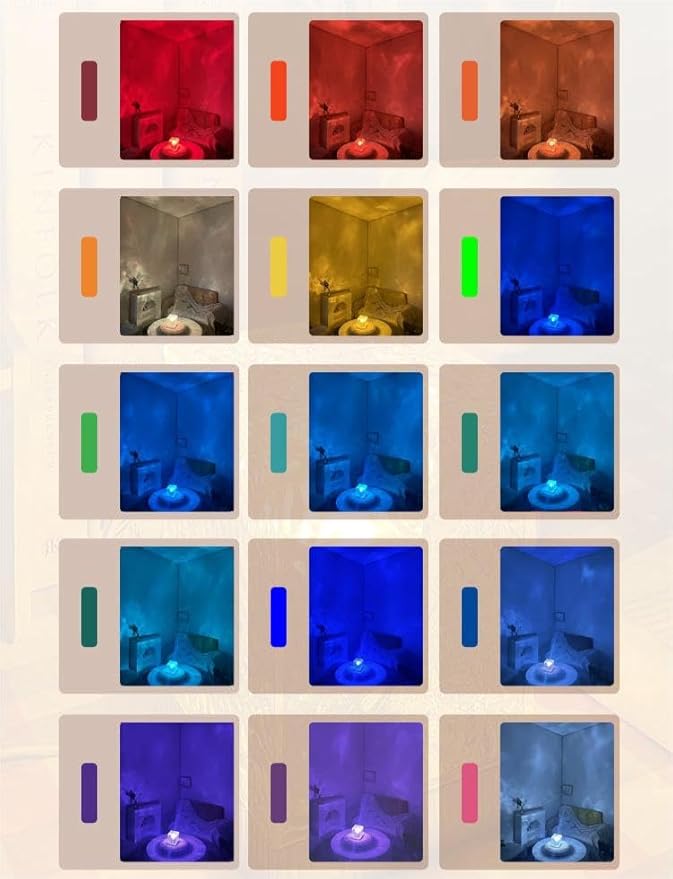 Ocean Wave Projector Light, 16 Colors Rechargeable Luminorthe Cube Lamp with Touch and Remote Control, Bringing Romance and Tranquility