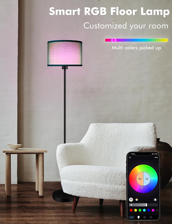 YHW Floor Lamps for Living Room Compatible with Alexa Google, Standing Lamp Tall Lamps for Living Room Bedroom Office Classroom Dorm Room. (Teal)