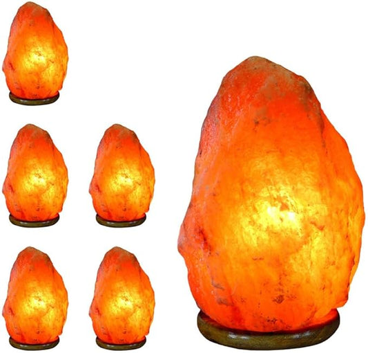 Himalayan Crystal Rock Salt Lamp, Excellent Gift Cleanses Air and Improves Mood, UL Certified dimmer Cord - 7-8" (Pack of 6)