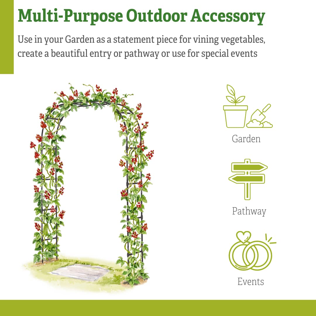 Gardener's Supply Company Titan Arch Arbor Garden Trellis | Sturdy Tall Garden Arch Plant Support for Climbing Plants, Vines and Flowers | Elegant Wedding Entryway & Outdoor Lawn Tower | 96”H x 59”W